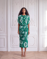 Ivie Green Draped Midi Skirt