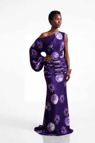 Anya One-Shoulder Balloon Sleeve Maxi Dress