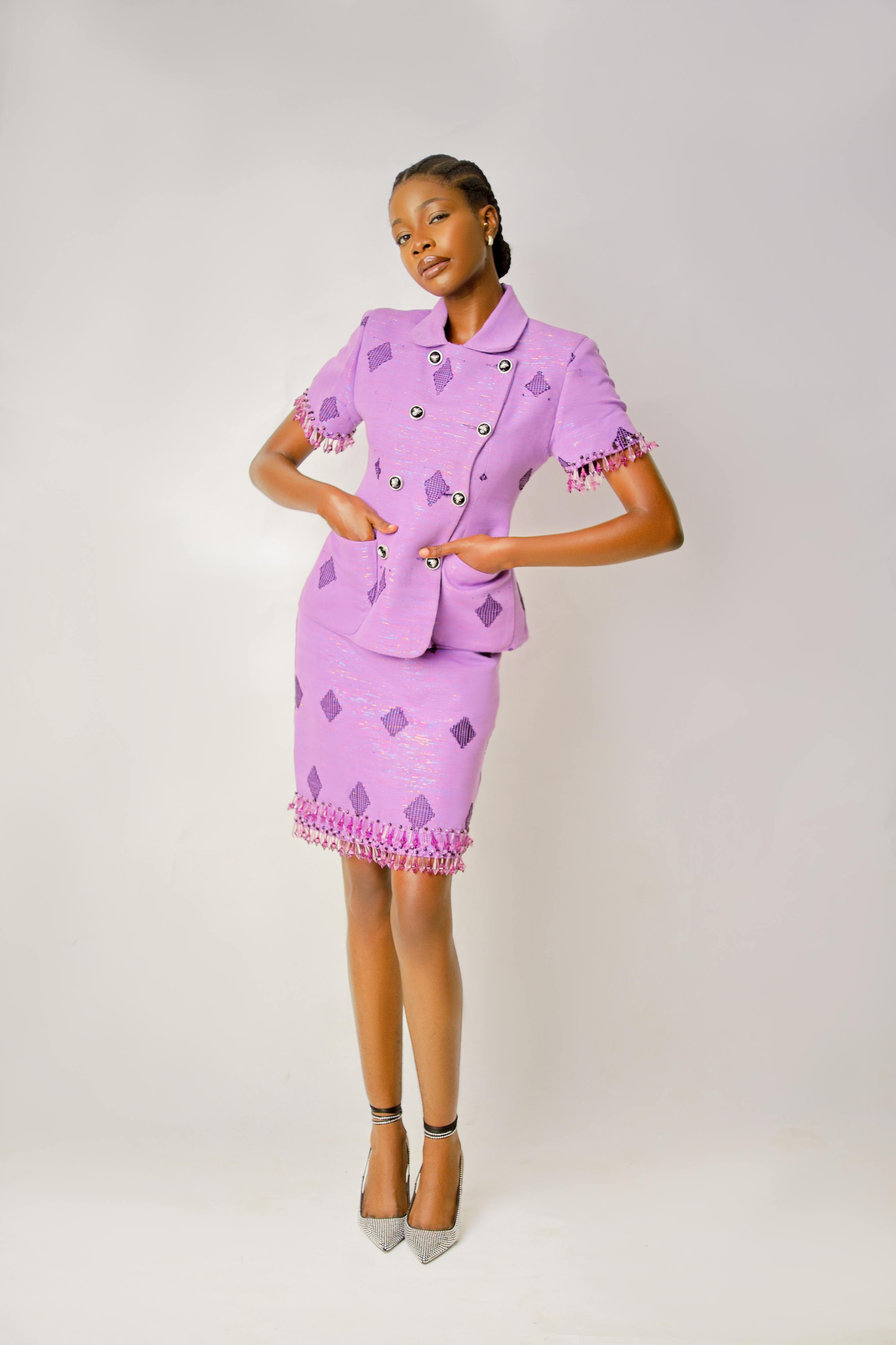 ASAABA double breasted jacket handwoven Nigerian fabric