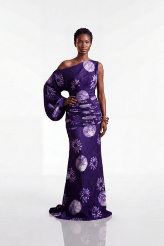 Anya One-Shoulder Balloon Sleeve Maxi Dress