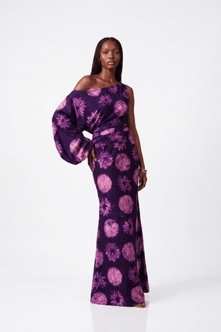Anya One-Shoulder Balloon Sleeve Maxi Dress