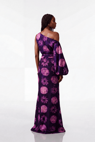 Anya One-Shoulder Balloon Sleeve Maxi Dress