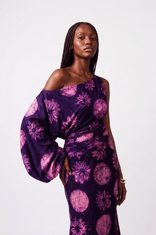 Anya One-Shoulder Balloon Sleeve Maxi Dress