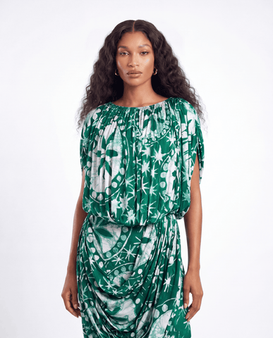 Ivie Green Pleated Top