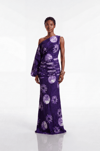 Anya One-Shoulder Balloon Sleeve Maxi Dress