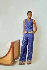 Akwa Ocha vest Nigerian craftsmanship gold white pattern